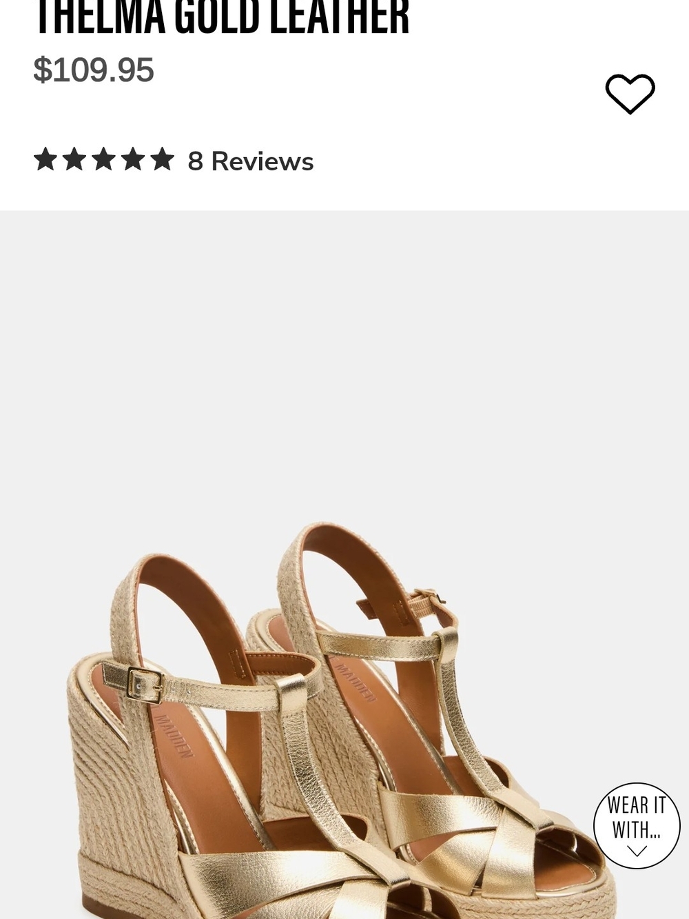 Steve Madden Gold Leather T-Strap Wedge Sandals